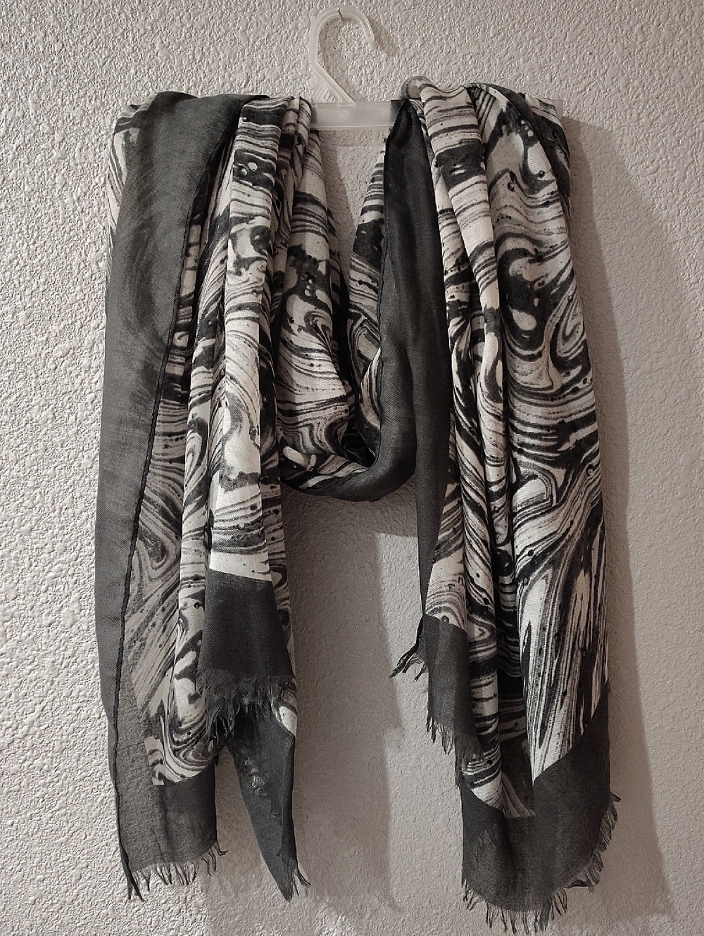Charcoal & White Marble Pattern Women's Scarf,  Ladies Scarf